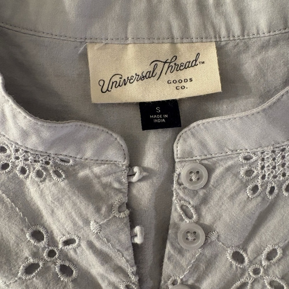 Universal Thread Light Gray Eyelet Mini Dress Wit… - image 5